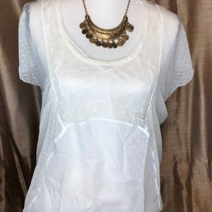 Free People Medium White Lace Scoop Neck Tunic